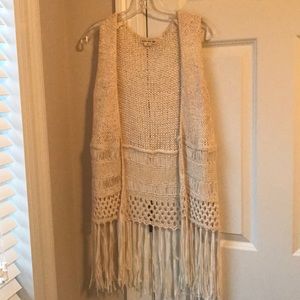 Cream fringed vest